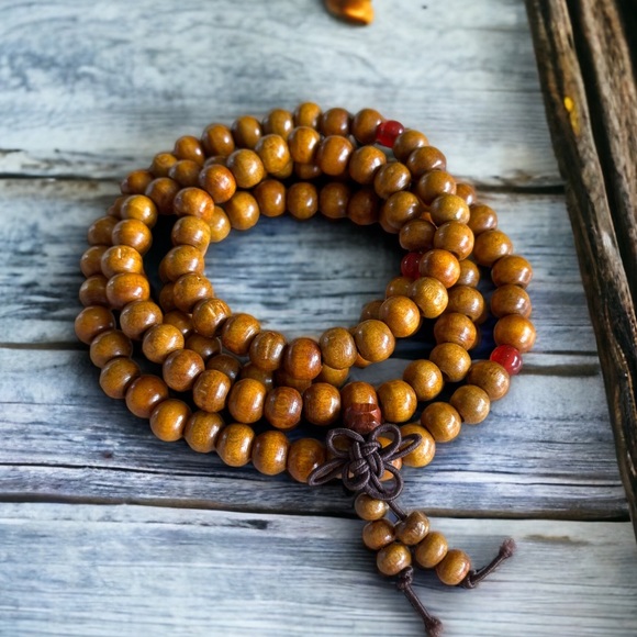 WOOD MALA BEADS NECKLACE/BRACELET UNISEX BRAND NEW VARIOUS COLORS AVAILABLE - Picture 3 of 4